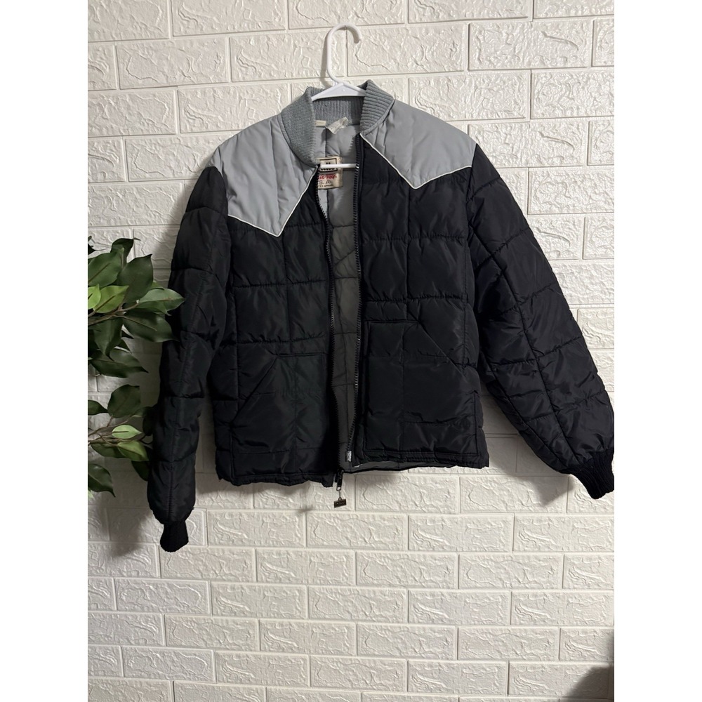 Vintage Walls Blizzard-Pruf Jacket Mens 40,Gray/Black Down Puffer Bomber Zip